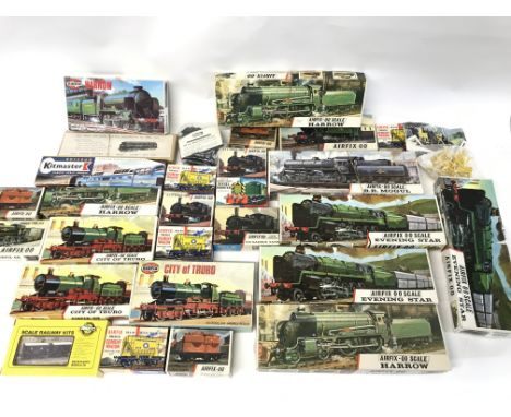 Large collection of various vintage train model kids including Airfix etc