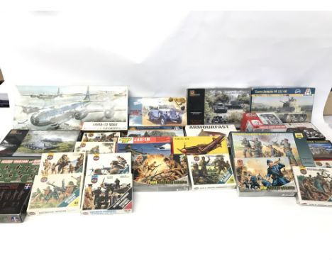 Collection of various vintage Airfix and other model kits.