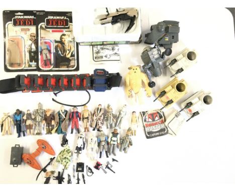 A Collection of Vintage Star Wars Items and 2 X Re Carded Figures. Ideal for spare Parts Etc.
