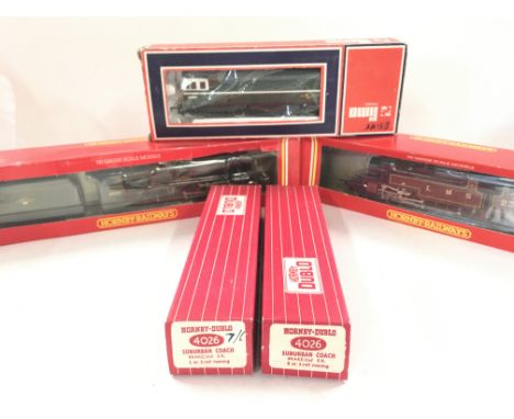 3 x Boxed Hornby Locomotives.A Flying Scotsman. A LMS 2-6-4T Locomotive . A Lima and 2 X Hornby-Dublo Coaches.