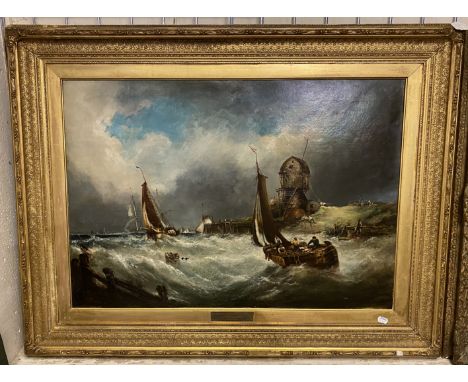 JOHN JAMES WILSON 1818-1875 OIL ON CANVAS - SEASCAPE OFF ZUYDER ZEE HOLLAND - SIGNED - 82CM X 59CM