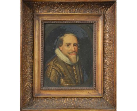 after Michiel Jansz Van Mierevelt's portrait of Maurice of Nassau, probably copied from an engraving, oil on panel, framed, f