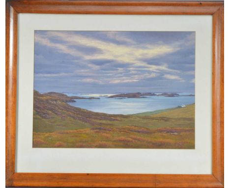 a seascape, possibly in Scotland, oil on canvas, signed 'Rana' bottom right, framed, mounted and glazed, the maple frame 62cm