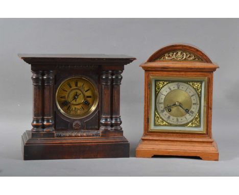 the dial with Roman Numerals (damaged), flanked by half fluted pilasters, untested 27.5cm H x 31cm W, together with a alter m