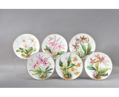 each with a different design and with gilt rims, signed R Eaton 1887 to the undersides, with impressed makers marks, each 23c