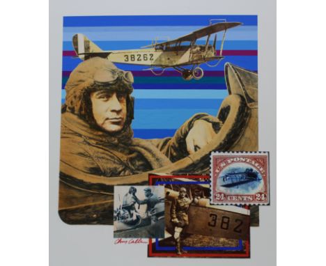 Chris Calle (American, B. 1961) "Bi-Plane" Signed lower center. Mixed Media on Illustration Board. Provenance: Collection of 