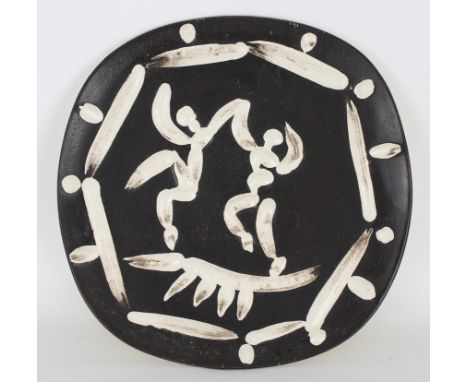 Pablo Picasso (Spanish, 1881-1973) Madoura "Two Dancers" (Deux danseurs) (AR 380), 1956 Ceramic Plater. Edition of 450. The c