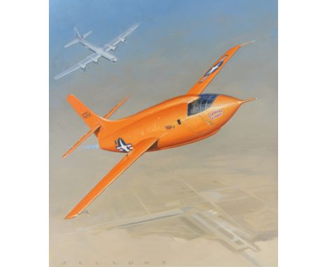 Jack Fellows (American, B. 1941) "1947 Bell X-1" Signed lower left. Original Oil painting on Masonite. Provenance: Collection