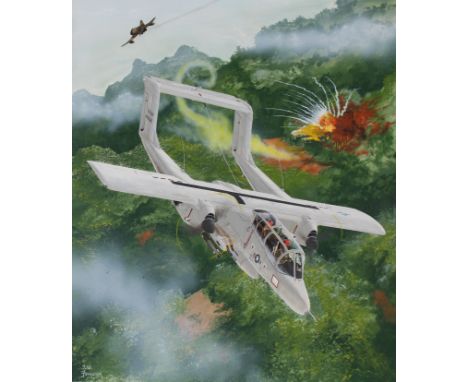 Steve Ferguson (American, B. 1946) "Rockwell OV-10 Bronco" Signed lower left. Original Acrylic painting on Cold Press Illustr