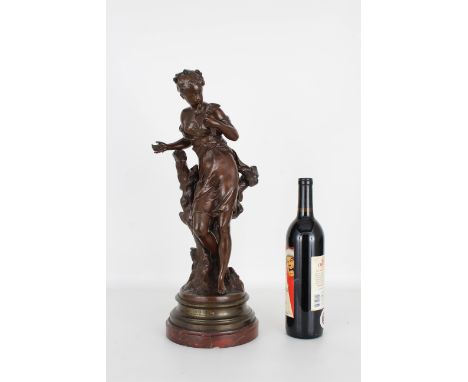 Mathurin Moreau (French, 1822-1912) Bronze, Titled "First Friend" with name plate on lower portion near the base. Signed on b