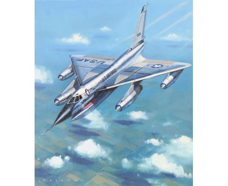 Jack Fellows (American, B. 1941) "B-58 Hustler" Signed lower left. Original Oil painting on Masonite. Provenance: Collection 