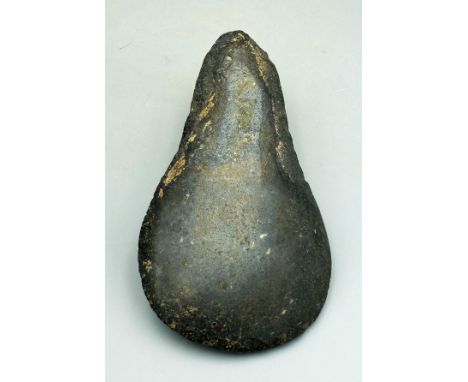 A superb Cocle teardrop hand axe from Panama,  ca. 500 BC - 1000 AD.  This choice example  is 7 in. long, 3-1/2 in. wide and 