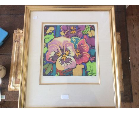 Simon Bull (b.1958), Close, print with gold leaf, signed and numbered 58 of 350, 30cm x 30cm, framed