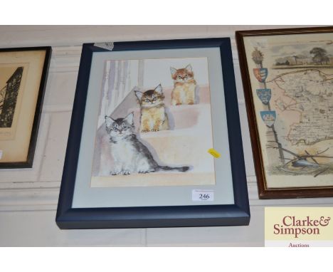 A print of cats on stairs 