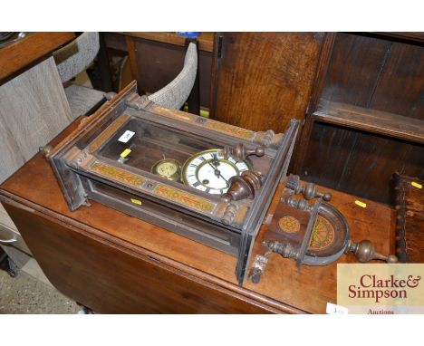 A Victorian inlaid regulator type wall clock 