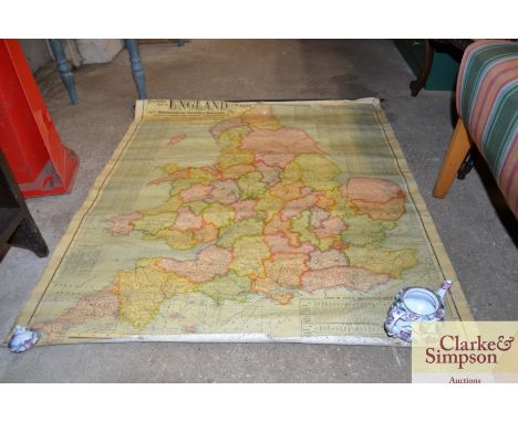 Two vintage pull down wall maps