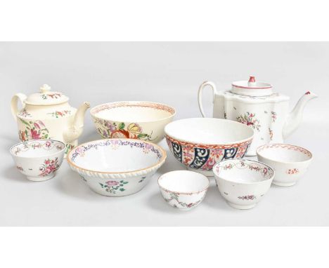 A Collection of Mainly 18th Century British and Chinese Ceramics, including: a creamware teapot and cover, a Worcester "Queen