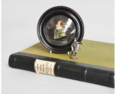 Waterloo Interest: A Wax Relief Portrait Miniature of Napoleon in ebonised frame: Bowyer (Robert), The Campaign of Waterloo, 