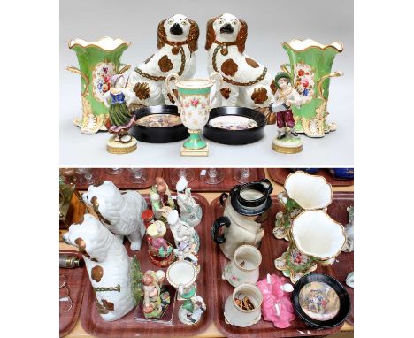 A Quantity of British and European Ceramics, 19th century and later, including a Staffordshire group of Dandys, two titled fi