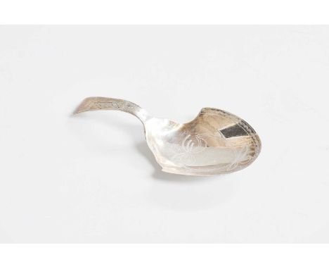 A George III Silver Caddy-Spoon, by Joseph Taylor, Birmingham, 1804, the bowl tapering and with pronounced shoulders, the han