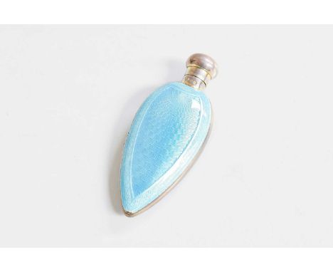 A George V Silver and Enamel Scent-Bottle, Maker's Mark Lacking, Birmingham, 1924, tapering and with light blue enamel over a