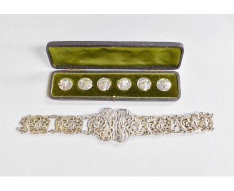 An Edward VII Silver Belt, by Spurrier and Co., Birmingham, 1902, in the Art Nouveau style, each link with openwork flowers a