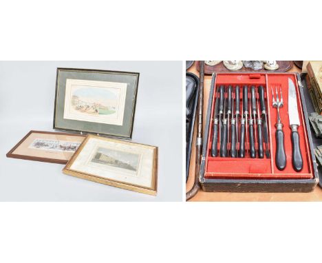 A Group of Mixed Items to Include: two cased meerschaum pipes one in the form of a dogs head, two gilt metal pocket watches, 