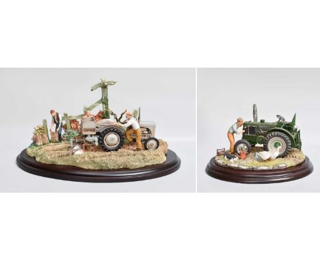 Country Artists Tractor Models 'End of the Ridge' and 'Cartridge Start', both on wood bases, with boxes (2)