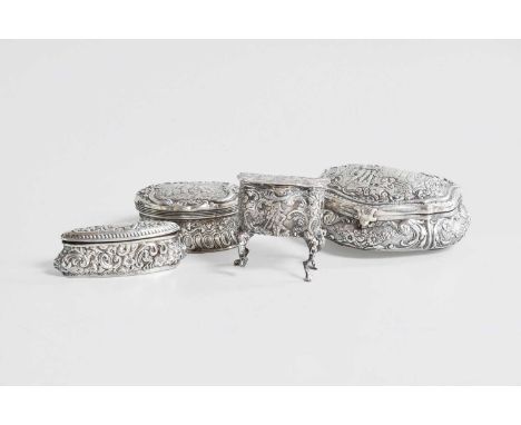 Two German Silver Boxes, With English Import Marks, One For London, 1893 and One For Sheffield, 1900, the first oval, the sec