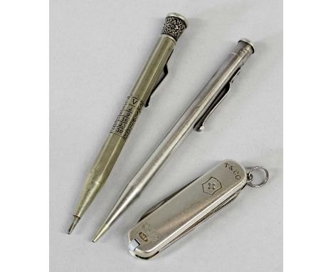 A Silver Swiss Army Pen-Knife, Retailed by Tiffany, With English Import Marks for London, 2008, with suspension loop; Togethe