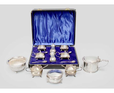 A Collection of Assorted Silver, comprising a George IV mustard-pot, by Rebecca Emes and Edward Barnard, London, 1825, drum-s