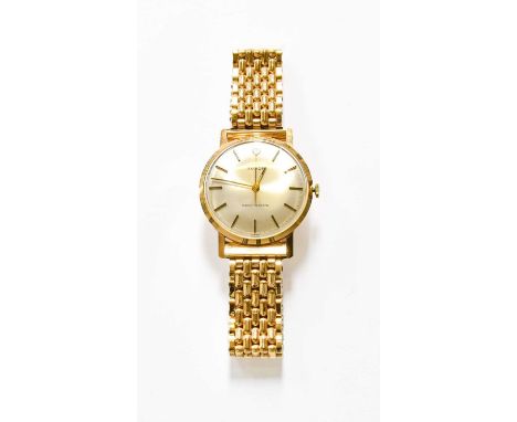 A 9 Carat Gold Centre Seconds Tudor Wristwatch, with Tudor boxes, later rolled gold braceletThe watch is running, adjusters w