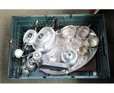 Various Silver-Plate &amp; EPNS Wares, including teaset, trays, candelabra etc. also a cased Edwardian set of six silver coff