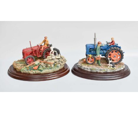 Country Artists Tractor Models, comprising 'Room for Two' and 'Job Done', on wood bases with boxes (2)