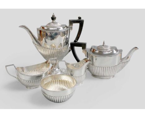 An Assembled Five-Piece Victorian and Later Silver Tea and Coffee-Service, The Coffee-Pot by William Gibson and John Lawrence