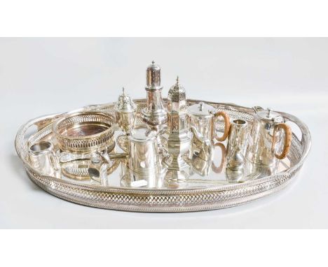 A Collection of Assorted Silver and Silver Plate, the silver comprising a caster and a button-hook; the silver plate includin