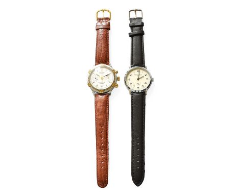 A Bi Metal Chronograph Calendar Poljot Wristwatch and a Stainless Steel Watch-Deco Paris Manual Wound Wristwatch, (2)Both wat