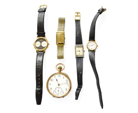 A Lady's Plated Automatic Omega De Ville Wristwatch, Two Lady's Wristwatches by Raymond Weil and Jean Perret, Quartz Wristwat