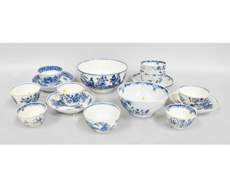 A Worcester Porcelain Waste Bowl, circa 1775, printed in underglaze blue with "La Terre" and the "Three Figure Mother and Chi