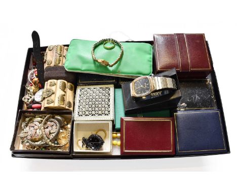 An 18 Carat Gold Band Ring, finger size R; A Legion Wristwatch; together with A Quantity of Silver/White Metal and Costume Je