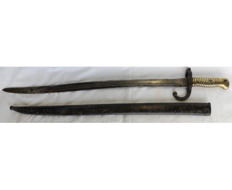 FRENCH SWORD BAYONET IN SCABBARD CROWNED HEAD MARKING 
