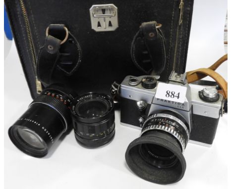 PRACTICA LLC 35M CAMERA & 3 LENS ETC 