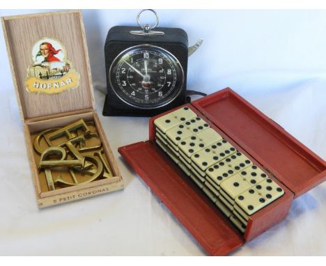 SMITHS CLOCK CO INTERVAL TIMER CLOCK, DOMINOES & BRASS LETTERS 