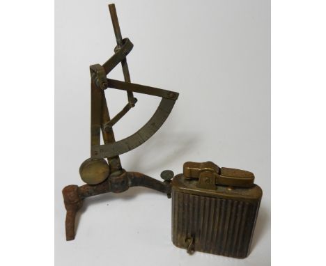 MUSICAL PETROL LIGHTER & PR OF PART APOTHOCARY SCALES 