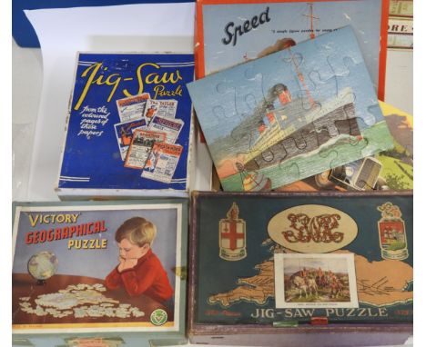 4 JIGSAWS - GWR KING ARTHUR ON DARTMOOR, VICTORY GEOGRAPHICAL PUZZLE, SPEARS GAMES, 3 SIMPLE JIGSAWS + CHAD VALLEY QUEEN NEFE