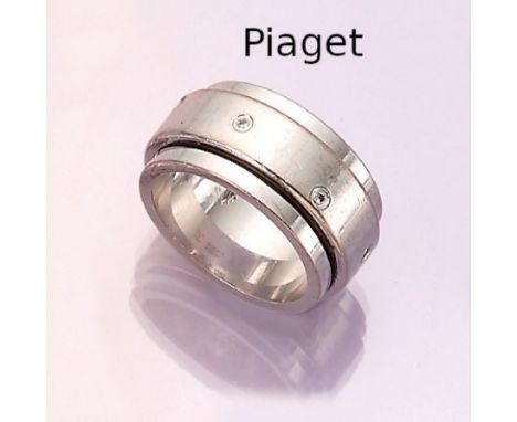 18 kt Gold PIAGET Ring mit Brillanten,   WG 750/000, Modell Possession 1999, Mittel- teil drehbar bes. mit 7 Brillanten zus. 