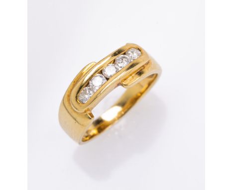 18 kt Gold Ring mit Brillanten,   GG 750/000,5 Brillanten zus. ca. 0.50 ct Weiß/p1, RW 56, ca. 5.8 g Schätzpreis: 1400, - EUR