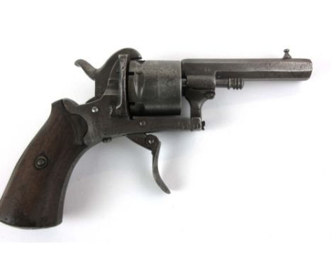 A 19th century American model 'Guardian' pinfire pocket revolver, with folding trigger and ejector rod, various proof mark st