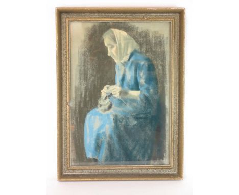 Jacob Kramer (1892-1962),portrait of a seated woman,signed,pastels,48 x 33 cm,framed and glazed