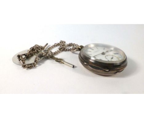 A silver cased open face pocket watch by Linford & Son, Norwich, the white enamel dial with black Roman numerals and second h